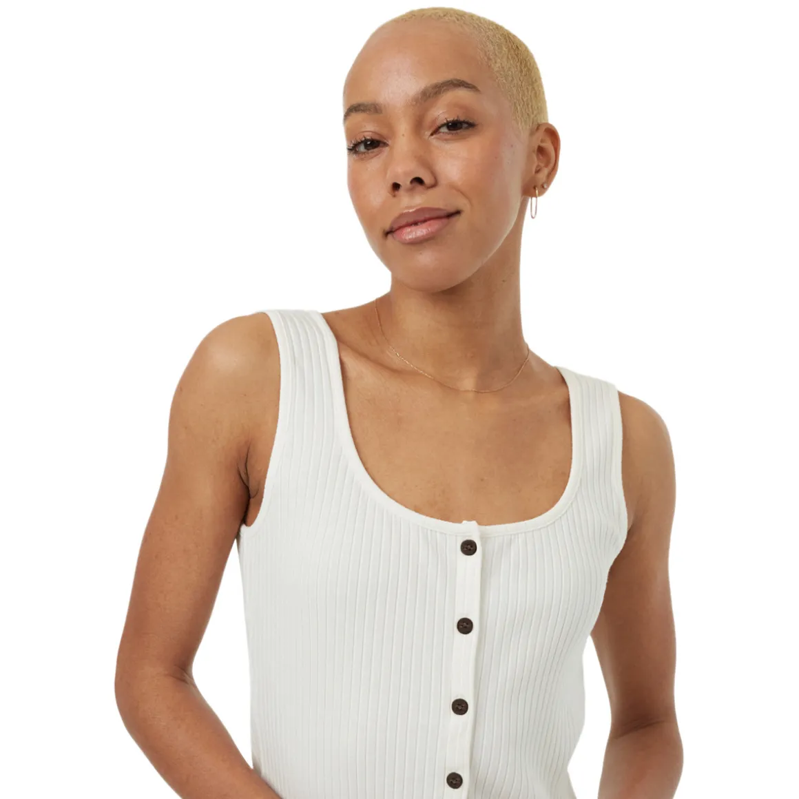 Rib Button Front - Women's Tank Top