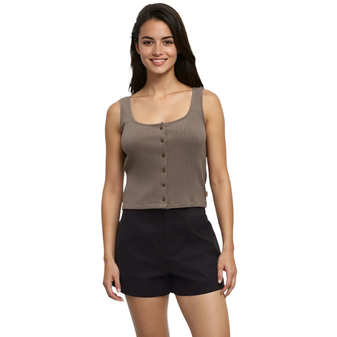 Rib Button Front - Women's Tank Top
