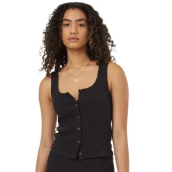 Rib Button Front - Women's Tank Top
